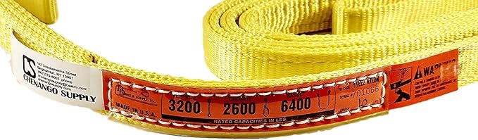 DD Sling. Multiple Sizes in Listing! (USA Made) 1" x 10', 2 Ply, Nylon Lifting Slings, Eye & Eye, Heavy Duty (900 Webbing), 3,200 lbs Vertical, 2,600 Choker, 6,400 Basket (USA Made Nylon) (1"x10')