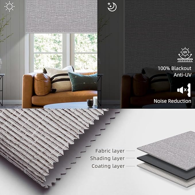 SmartWings Motorized Roller Shades Work with Homekit, 100% Blackout Smart Blinds for Windows, Cordless Remote Control Window Shades, Safar Rock Grey, Customized Size