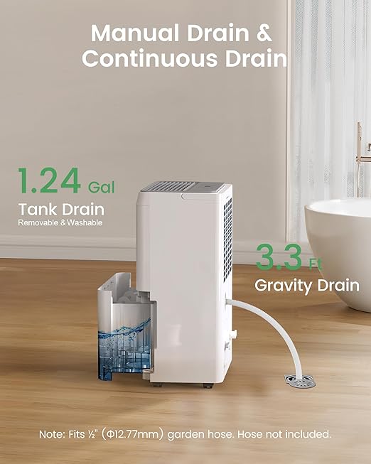 Waykar 120 Pint 2025 Energy Star Dehumidifier for Home, Basement, Large Rooms up to 6,000 Sq. Ft. - Auto Defrost, Ultra Quiet(40 dB), Auto Comfort Mode, with Drain Hose & Water Tank