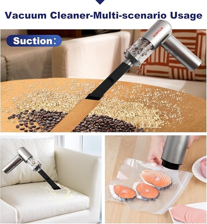 Compressed Air Duster, 150,000RPM Compressed Air with LED, 2-in-1 Mini Vacuum, Electric Air Duster for PC Cleanning Kit, Canned Air Duster for Computers-Air Blower for Electronics with Case