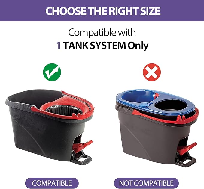 [2025 New Version] 2-Pack Oceda Scrubber Mop Heads for EasyWring 1-Tank System, Stiff-Bristle Brush Head with Built-in Scouring Pad for Deep Cleaning Floors and Tiles