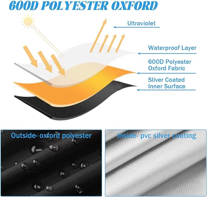 Outdoors Lawn Mower Cover - Heavy Duty 600D Polyester Oxford Waterproof, Dust UV Protection Universal Lawn Mower Cover with Drawstring & Cover Storage Bag (Black)