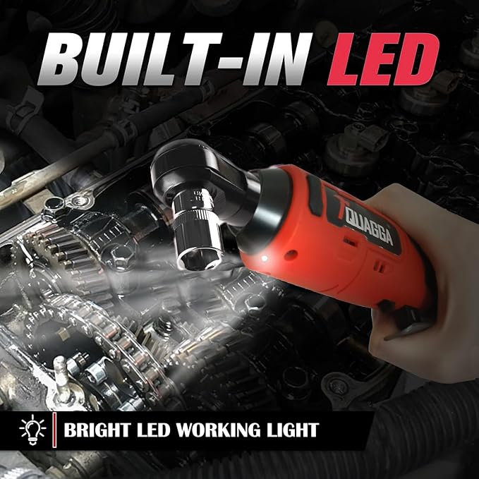 3/8" Cordless Electric Ratchet Wrench Set, 12V Power Ratchet Tool Kit With 2 Packs 1500mAh Battery And Charger, 45 FT-LBS Battery Powered Wrench with Infinitely Variable Speeds