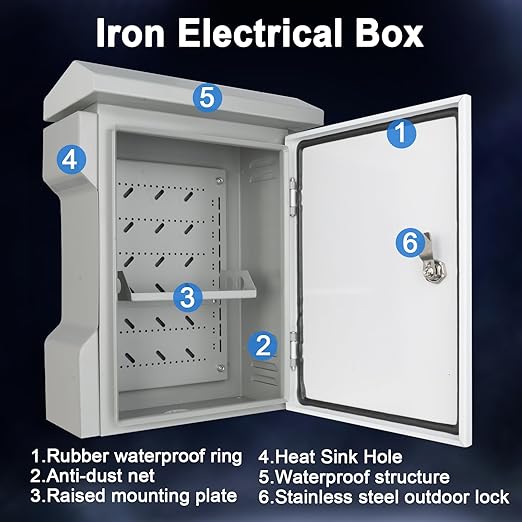 Electrical Junction Box 15.7"x11"x5.9" ABS Waterproof Enclosure Plastic Weatherproof Project Box with Internal Mounting Panel Hinged Cover (Grey Steel, 26.2"x17.7"x9")