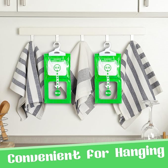 SPOKKI 10 Pack Dehumidifier Bags, Moisture Absorber Hanging Bags, Closet Moisture Absorbers, For Use In Kitchens, Bedrooms And Wardrobes