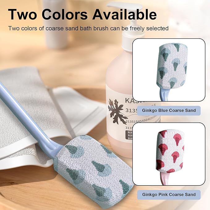 Long Handle Curved Non-Slip Bath Body Brush, Gentle Exfoliation, No Harm to Skin, Suitable for All Kinds of Skin（Ginkgo Blue)