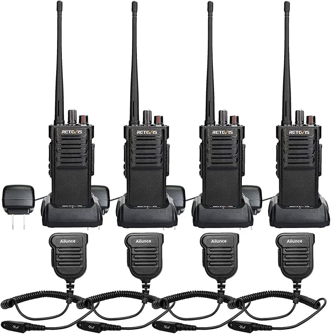 Retevis RT29 Two Way Radio Long Range,Heavy Duty 2 Way Radios Rugged,Professional Walkie Talkies with Waterproof Speaker Mic,3200mAh,Emergency Radios for Construction School Security Patrol (4 Pack)