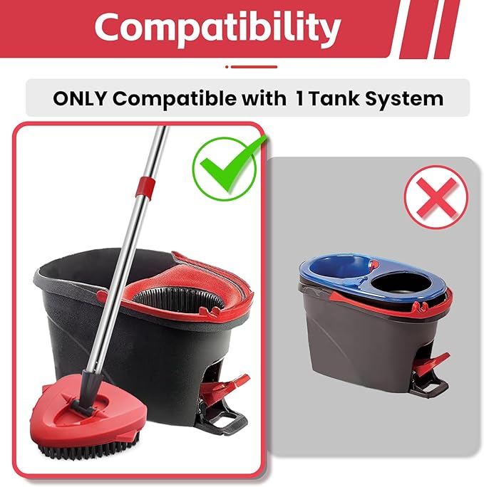 Spin Mop Replacement Mop Compatible with O Cedar 1 Tank System, 2 Microfiber Mop Heads Replacements, 58" Mop Replace Handle, 1 Scrub Brush Attachment and 1 Mop Base for Ocedar EasyWring Spin Mop