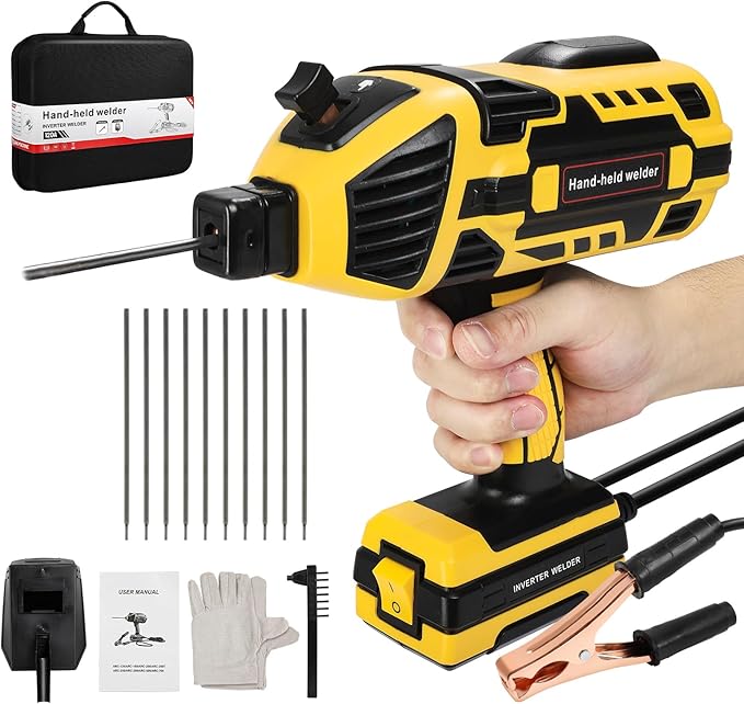 Handheld Welder Machine 110V Portable Welding Handheld with IGBT Inverter 6 Variable Current Adjustment, Handheld ARC Welder Gun for 1/16''-1/8'' Welding Rods
