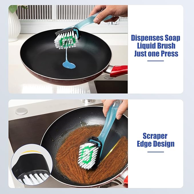 6 Pack Dish Brush Refills, Advanced Soap Control Dishwand Brush Refills, Using Interchangeably with Dish Wand Sponge