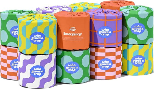 Who Gives A Crap | 100% Recycled Toilet Paper, 16 Rolls, 330 Sheets, Soft & Strong, Virgin Tree Free, Bulk Toilet Paper