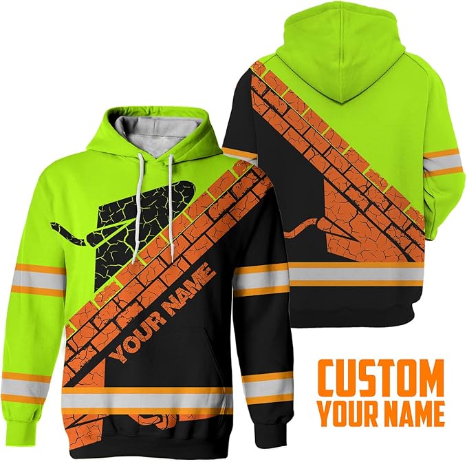Matedecor High Visibility Hi Vis Hoodie for Men - Jobs Collection Custom Name Class 3 Reflective Safety Workwear