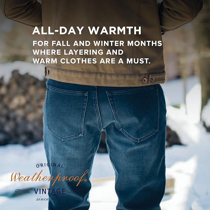 Weatherproof Vintage Fleece Lined Jeans Men - Regular Fit | Soft & Warm, Cold Weather Insulated Fleece Winter Pants for Men