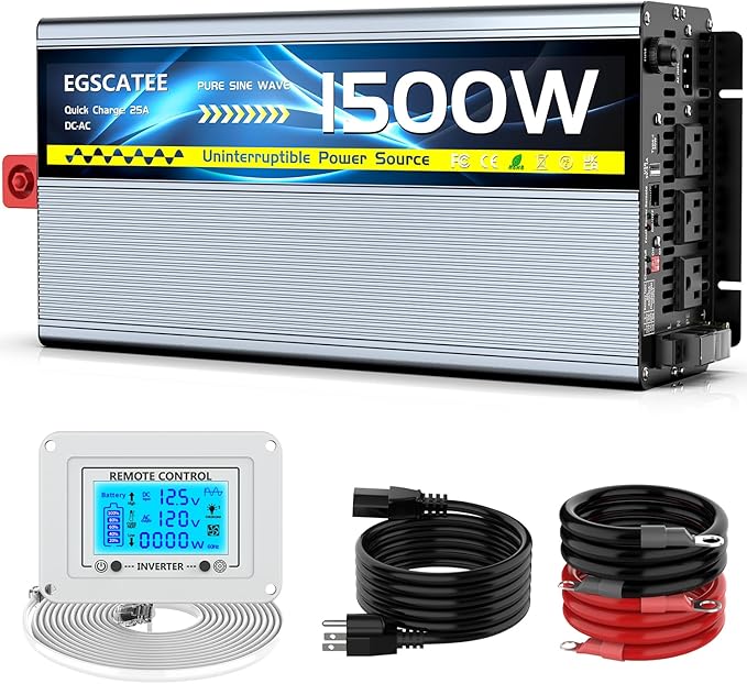 Sump Pump Battery Backup System, Safe Back Up System for Emergency and Power Outage, Sump Pump Backup Power Supply with LCD Screen Remote Controller, Auto Switching