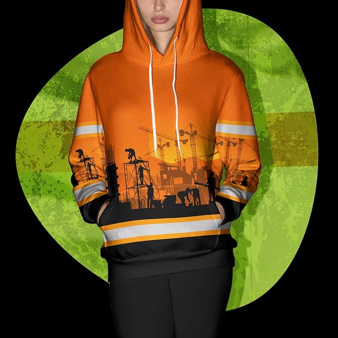 Matedecor High Visibility Hi Vis Hoodie for Men - Jobs Collection Custom Name Class 3 Reflective Safety Workwear