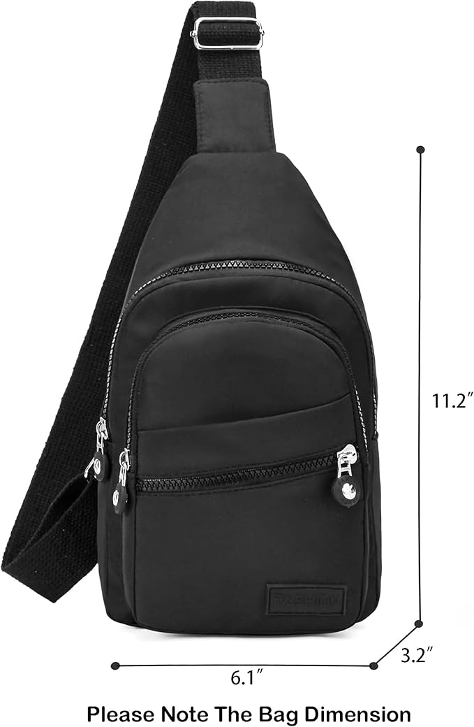 Small Sling Backpack Crossbody Sling Bag for Women, Chest Bag Daypack Fanny Pack Cross Body Bag for Outdoors Hiking Traveling - Black