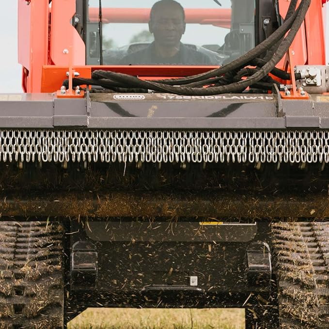 Titan Attachments 68" Hydraulic Flail Mower Attachment, Heavy Duty Blades for Tough Brush and Tall Grass, Adjustable Roller Bar, Quick Tach, Fits Almost All Skid Steers, Loaders & Tractors