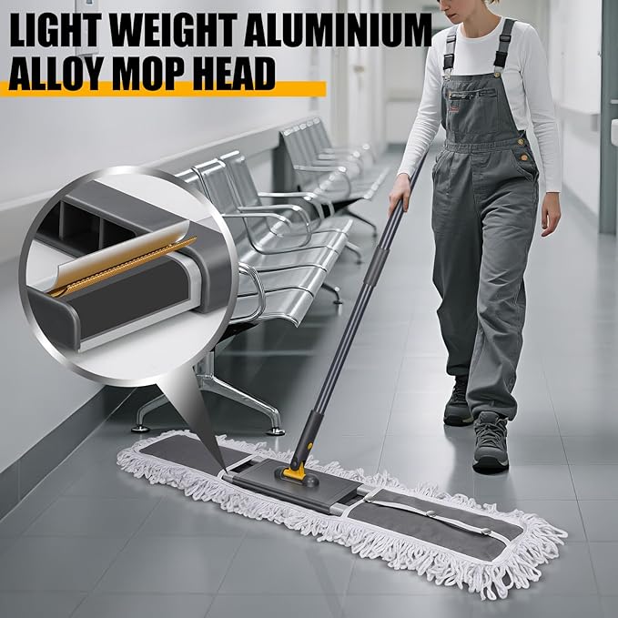 36" Commercial Dust Mops for Floor Cleaning, Masthome Professional Industrial Mop with 3 Pads, Heavy Duty Commercial Mop with 62'' Long Handle,Large Floor Mops for Office Garage Warehouse Factory Mall