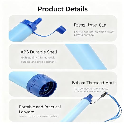 Personal Water Filter Straw S2, Equipped with 1 Life Straw, Lightweight Outdoor Camping Team Family Travel Essentials, Tactical Gear, Survival Filtration Portable Gear, Emergency Preparedness