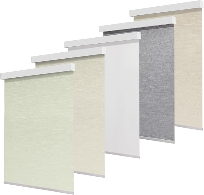 100% Blackout Cordless Roller Shades for Indoor Windows, Thermal Insulation & UV Protection Green-Gray Customize