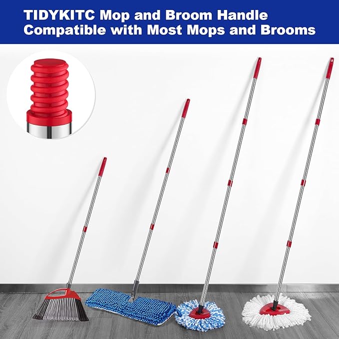Mop Replacement Handle Compatible with Ocedar Mop Head and Broom, 4-Section 30" to 58" Spin Mop Stick Compatible with O Cedar Mop Replace Base (Mop Base&Refill not Included)