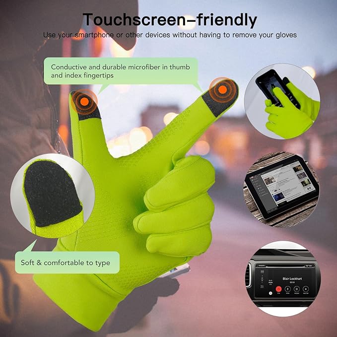 Unigear Lightweight Running Gloves, Touch Screen Anti-Slip Warm Gloves Liners for Cycling Biking Sporting Driving for Men Women