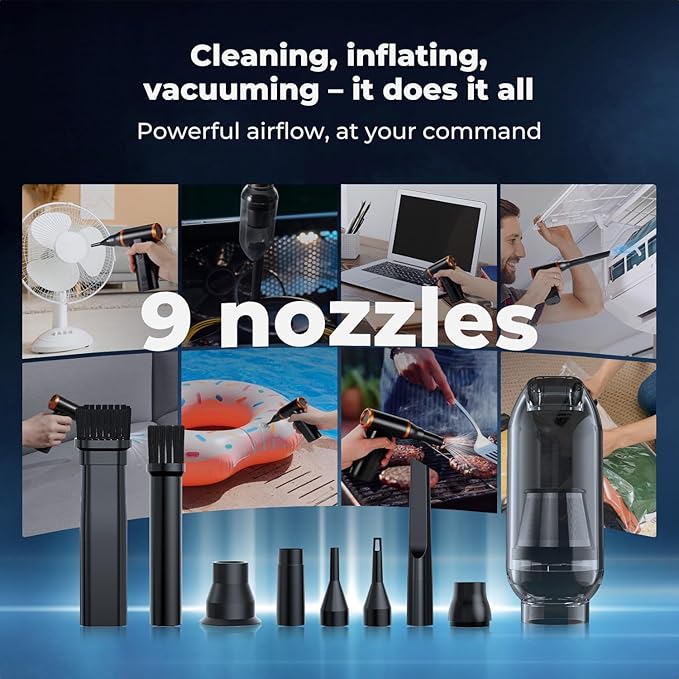 K&F CONCEPT Electric Compressed Air Duster|300000RPM Vacuum Cleaner|3 Gear Adjustable|Super Wind Power| Rechargeable Brushless Motor|for Deep Computer Clean, Keyboard, Car, Home,Outdoor