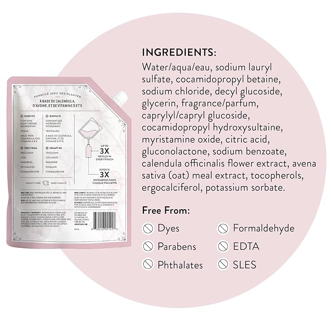 J.R. Watkins Gel Hand Soap Refill, Moisturizing Hand Wash, Alcohol-Free, Cruelty-Free, Rosewater, 34 Fl Oz, 3 Pack