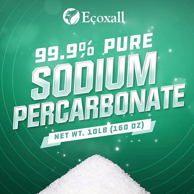 Sodium Percarbonate, 99.9% Pure Oxygen Bleach Powder, Laundry Stain Remover, Whitener, and Detergent Booster, Dishwasher Cleaner and Deodorizer, 10 lbs (160 oz), Pack of 1