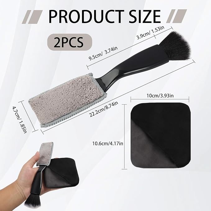 Car Screen Cleaner and Interior Detailing Kit, Microfiber Cloth Duster Brush Cleaning Wipes for Car Touchscreen Dashboard Dust, Auto Cleaning Tools Set Fit for Car Owner