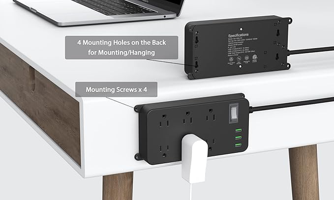 Outdoor Power Strip Weatherproof with USB,Waterproof Surge Protector,3 USB Ports,6 Outlets,Multi Plug Electrical Outlet for Camping,Home Office Patio Porch,etc,6FT Cord,Flat Plug
