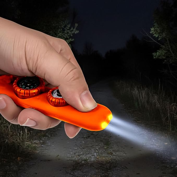 Multifunctional Survival Emergency Whistle for Kids with Compass Hiking Survival, Thermometer & Neck Lanyard | Emergency Safety Gear for Hiking, Camping, Kayaking, Boating, Climbing