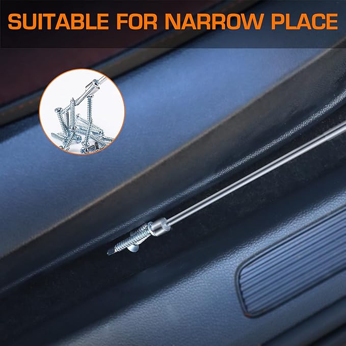 EverBrite 2-Piece Magnetic Pick Up Tool Set, Telescoping 360 Swivel Extensible Magnet Tool with LED Light, Gift for Dad, Mom, Husband, Birthday, Mechanic & Garage Tool