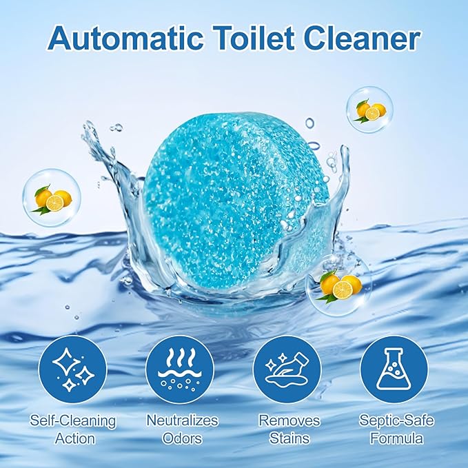 Toilet Bowl Cleaner Tablets Blue Toilet Tank Cleaners, Septic-Safe Hard Water Stain Remove, Automatic Toilet Cleaning & Deodorizer Effervescent Stain & Odor Remover Bathroom， Fresh Scent 50 Tabs LLL