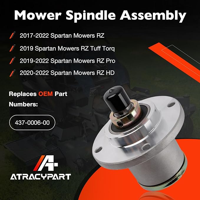 ATRACYPART 437-0006-00 Lawn Mower Deck Spindle Assembly Compatible with Spartan Mowers RZ, RZ Pro, RZ HD, RZ Tuff Torq 2017–2022 – Replaces 437000600 437 0006 00
