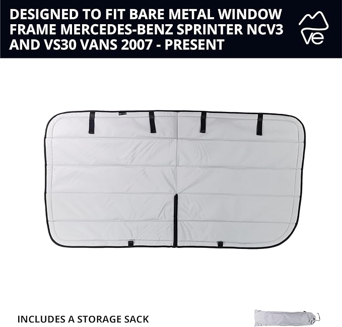 VanEssential Insulated Magnetic Blackout Window Cover Designed for Mercedes-Benz NCV3 & VS30 Crew Window with Bare Metal Window Frame ONLY (Van Years 2007 to Current Model) - Cool Gray
