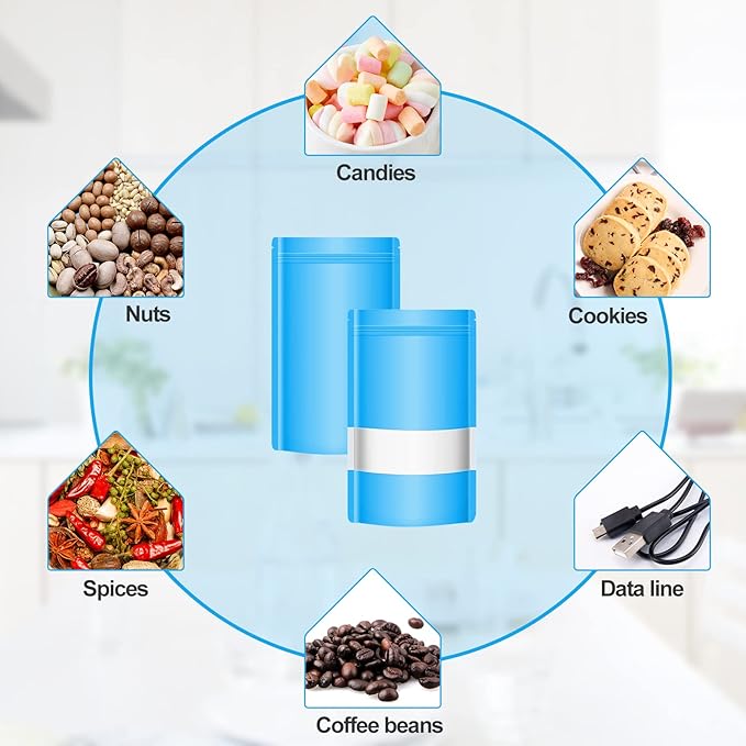 Stand-up Smell-Proof Bags for Small Business Packaging - Candy Food Storage Bag Edible Pouch Bags with Clear Window 100 Pcs Bags for Candy