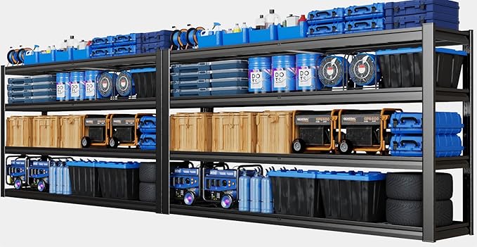 67" W Garage Shelving Heavy Duty, 4 Tier Garage Shelves, 68" H Adjustable Storage Shelving Unit, Commercial Metal Shelves for Warehouse, Basement, Shop, 67" W x 20" D x 68" H,2 Pack