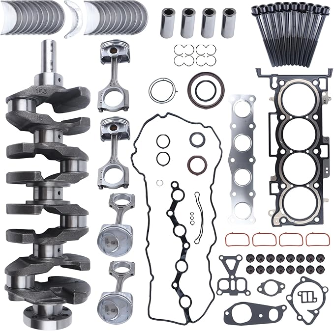 G4KJ 2.4L Engine Rebuild Overhaul Kit w/Crankshaft & Connecting Rods Kit,Timing Chain Kit,Head Gasket Set,Pistons Fit for Kia Optima Sorento Sportage Hyundai Sonata Santa Fe Sport 23111-2G200