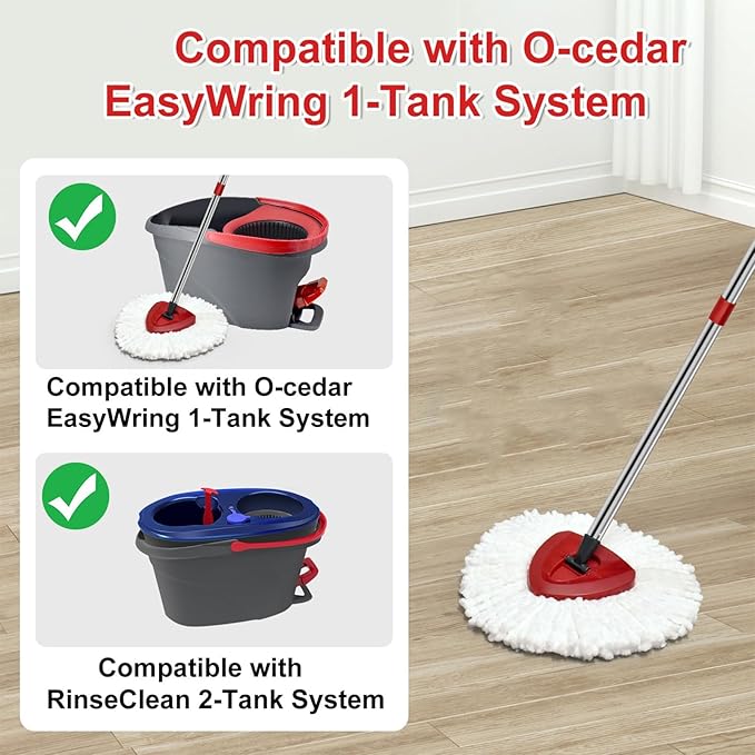 Mop Handle Replacement,4 Section Compatible with O-Cedar Spin Mop Refills and Brooms O Cedar Mop Stick for Floor Clean, 30" to 58"