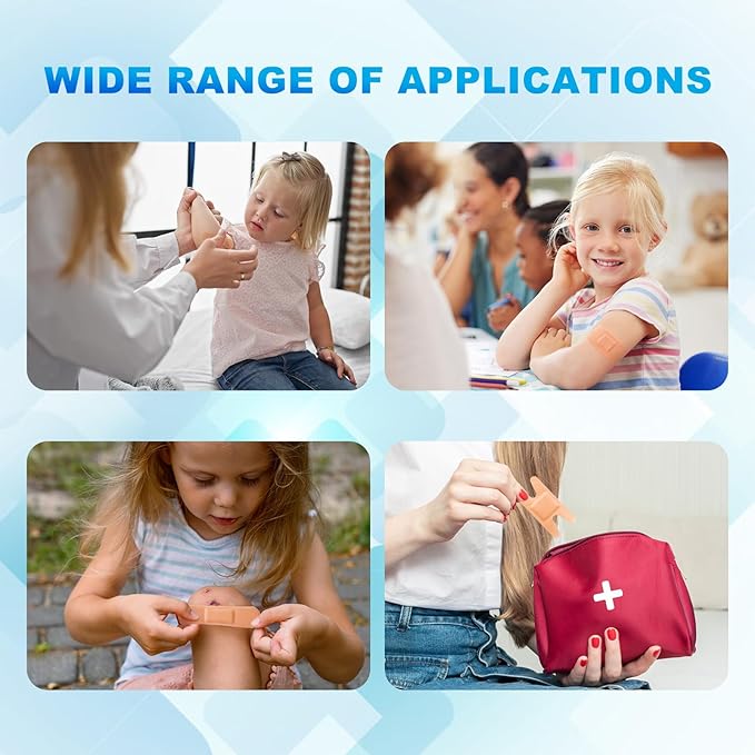 Bandages Variety Pack - 200 Pcs Assorted Bandages Bulk, Large Adhesive Fingertip Bandage, Waterproof Bandage Breathable for First Aid and Protect Wounds (10 Styles)