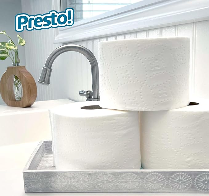 Amazon Brand - Presto! 2-Ply Ultra-Soft Toilet Paper, 12 Family Mega Rolls = 60 regular rolls, 12 Count, Unscented