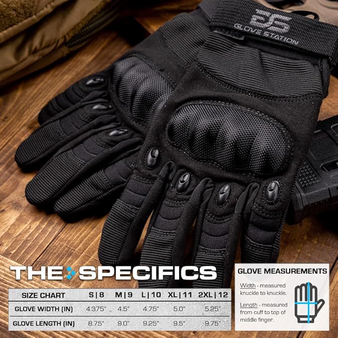 Glove Station Tactical Gloves for Men – Touchscreen Utility Gear with Hard Knuckle Protection Used in Motorcycle, Airsoft, Combat, Police, Shooting & Outdoor Work
