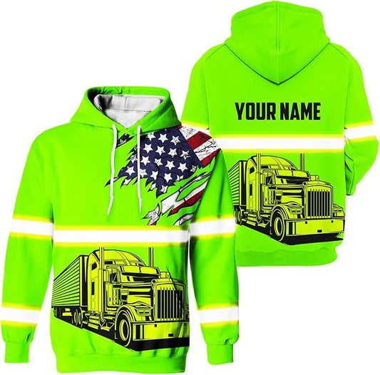 Matedecor High Visibility Hi Vis Hoodie for Men - Jobs Collection Custom Name Class 3 Reflective Safety Workwear