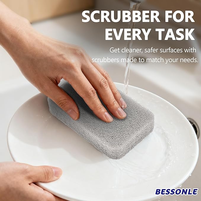 8 Pack Silicone Scrubbing Sponges, Heavy-Duty, Non-Scratch Kitchen Sponges - Reusable, Odor-Free, Perfect as for Cleaning Dishes, Non-Stick, Countertops (Grey)