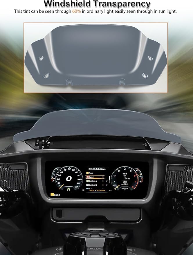 8" Wave Windshield Windscreen Wind Splitter Compatible with Harley Davidson Touring CVO Street Glide FLHXSE 2023-up,Street Glide FLHX 2024-up & FLXHU 2025-up (Tint)