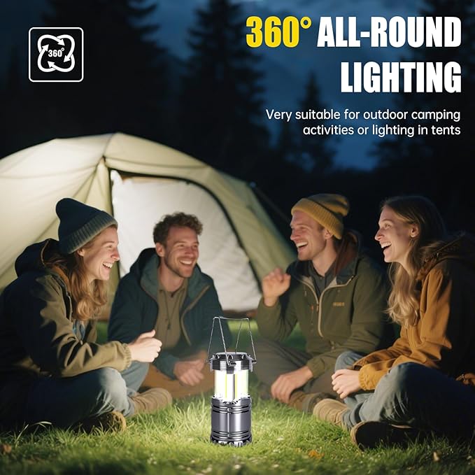 KUNHE LED 60 Pack Camping Lantern Battery-Operated (Includes 180 AA Alkaline Batteries) 350 lumens IPX4 Waterproof Lanterns for Power Outages Emergency Hurricane Storm Outdoor Camping