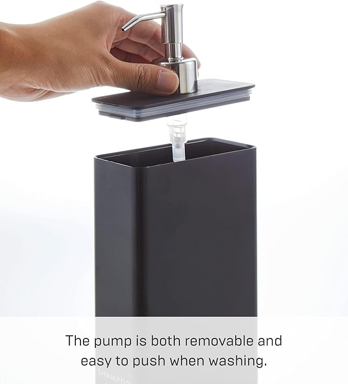 Yamazaki Tower Shampoo Dispenser Black Rectangular