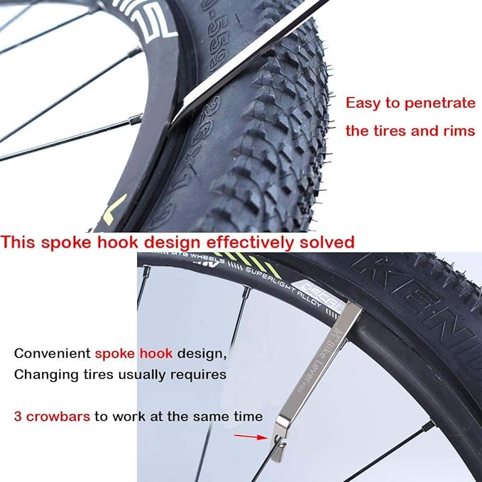 Premium Bicycle Tire Lever Tyre Spoon Iron Changing Tool, Bike Tire Levers Premium Stainless Steel Levers to Repair Bike Tube, Best Tire Changing Tool