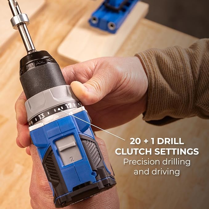 Kreg Power Drill - 20V Ionic Drive 1/2" Compact Drill - High Torque Professional Workshop Tool - LED Light - Two Speed & Variable Speed Trigger - Durable Heavy Duty Tool - Bare Tool - KPTDR050A